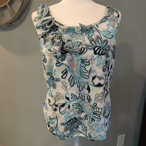 IZOD Floral Ruffle Sleeveless Blouse – M